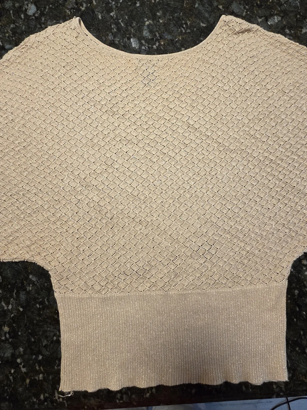 New York & Company Beige Textured Knit Scoop Neck Sweater